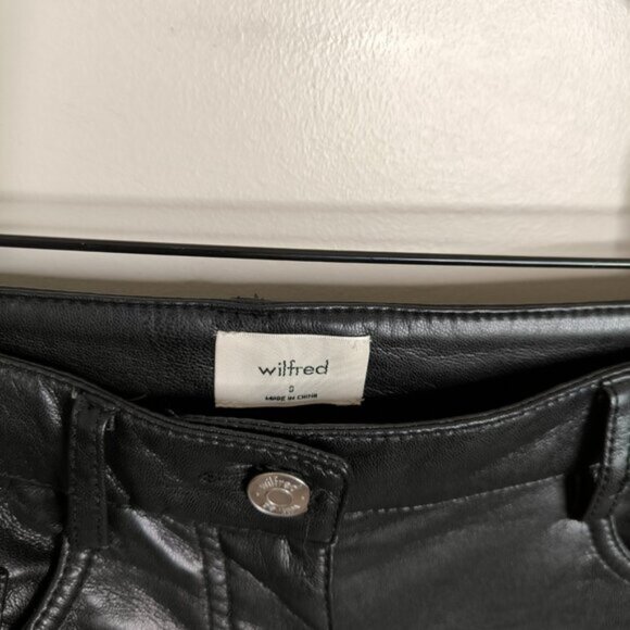 Aritzia Wilfred Biker Cyberpunk Minimalist Satin Vegan Leather Melina Pants 0 - Picture 4 of 9